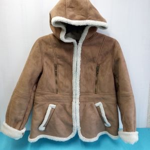 Details Women's Winter Faux Fur Hooded Sherpa Lined Jacket - L
